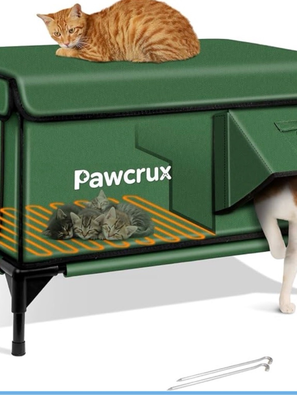 NWOT JLSAME Weatherproof Heated Cat House bed shelter for Outdoors - Green